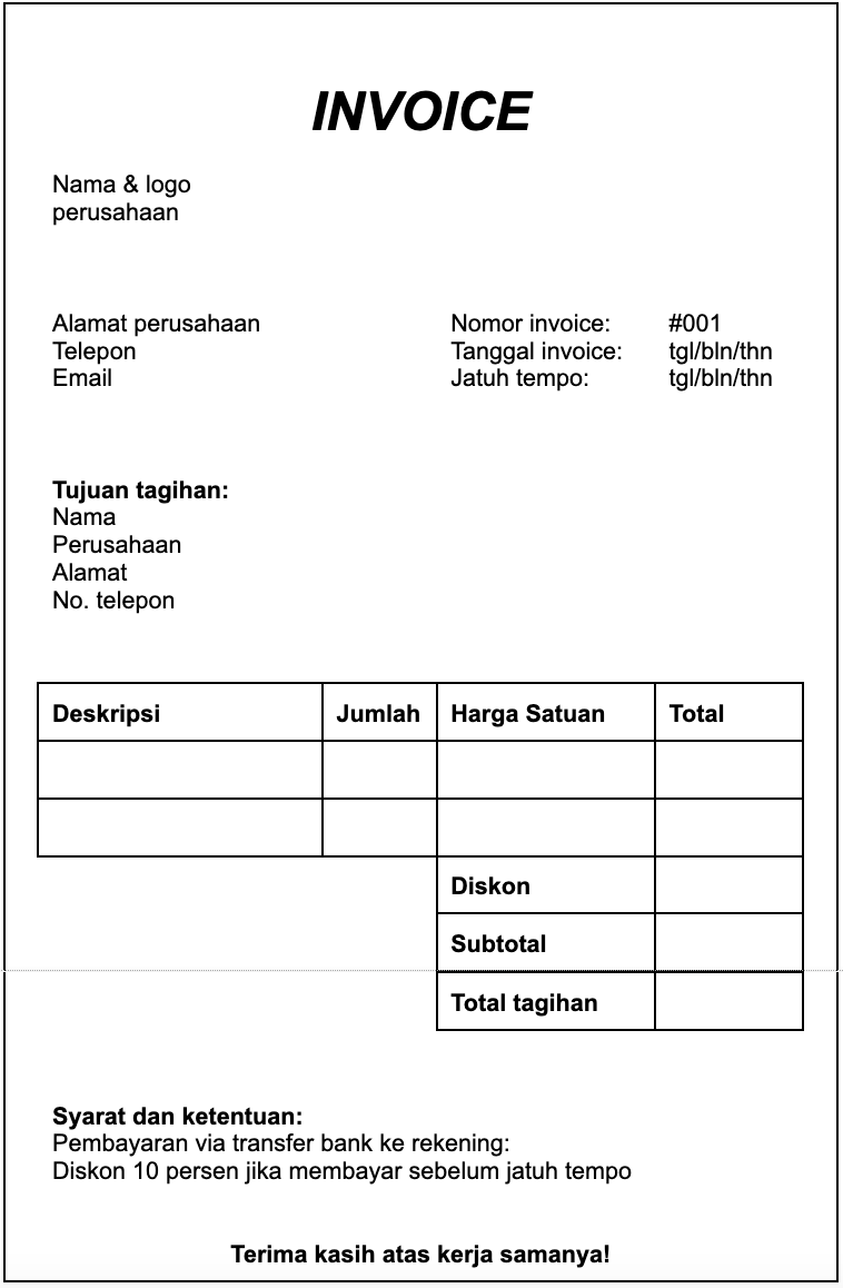 Contoh Invoice Yang Baik Dan Benar Contoh Contoh Sura 0759